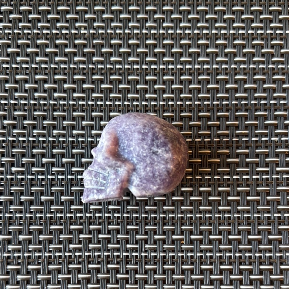 Lepidolite crystal skull